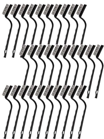 Louttary Mini Cepillo de Alambre de 30 Piezas, Cepillo de Acero Inoxidable, Cepillo para Raspar de MamposteríA con Manejar Curvo, Cepillos de Alambre de Metal para Limpieza