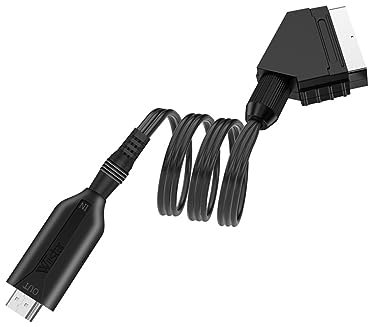 CHICAMPERA Cavo Convertitore Scart Video Scaler 1080p 60hz Nero in Gomma e Rame per Conversione Segnale e Video da Vhs Vcr a Dvd Recorder