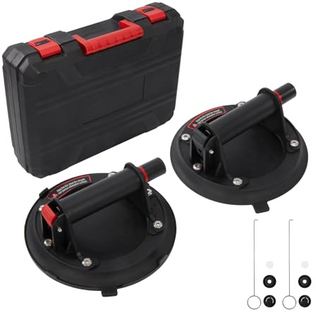 Trintion 2x 8 Zoll Saugheber Fliesenheber Glassauger Vakuum Saugheber 200KG Heavy-Duty Glas & Fliese Heber mit Gauge Industrial Saugnäpfe für Granit Marmor Möbel Inklusive Portable Tool Case