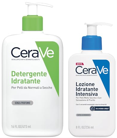 CeraVe Detergente Idratante Viso 473ml + Lozione Idratante Corpo 236ml | Pelle Secca e Molto Secca