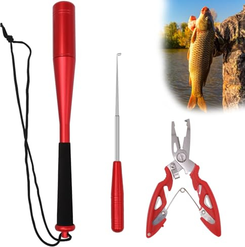 3pcs Fish Killer 24,5 cm Tueur de Poissons en Aluminium Paralyseur Poisson Paralyseur avec Pinces de Pêche Outil dissolvant Hameçons Paralyseur Poisson Accessoires de Pêche