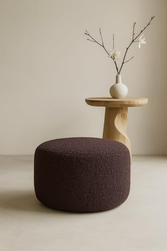 Sofello Moon Pouf rund Ø40x40 cm Braun – Sitzhocker in Stoff Quelle – Bequeme Fußablage & Dekohocker (Quelle 26 - braun)