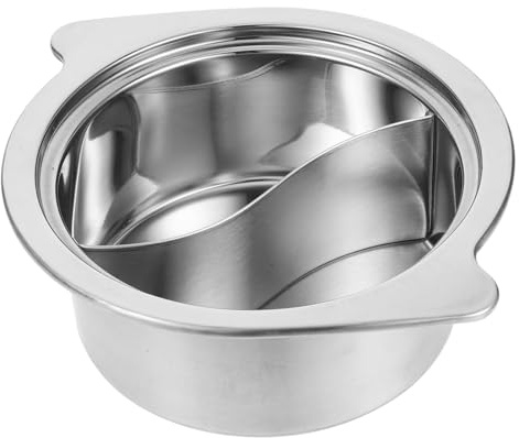 Ipetboom Hot Pot with Dual Compartments Non Stick Kitchen Accessory for Even Heating Safe Handle Design for Family Hot Pot and Housewarming Gift