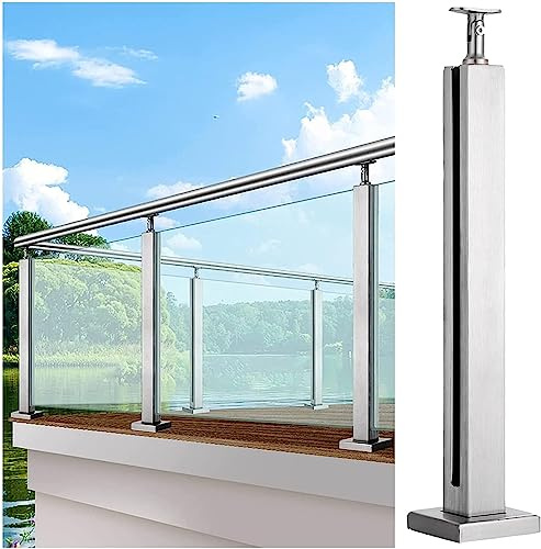 Poteaux de balustrade en acier inoxydable et verre avec kit complet pour terrasse, piscine, système de garde-corps carré rond en verre pour balcon (taille : 135 cm 53)