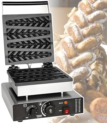 vnmudzeo Appareil De Fabrication De Gaufres Automatique en Forme De Sapin, Chauffage Double Face, Machine à Gaufres en Forme De Sapin AntiadhéSive, pour Desserts pour Enfants 4Slice