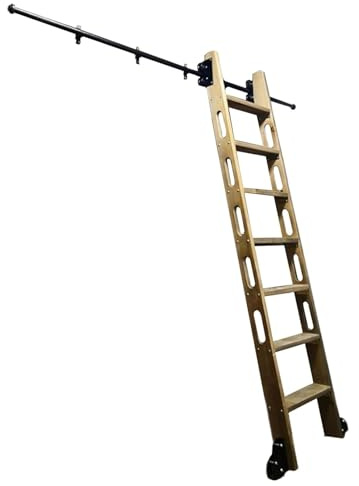 3.324FT Library Ladder Hardware KitSliding Track/Rail for Bookshelves & Loft Stairs Black Metal for Wheeled Wooden Ladders Easy Installation No Ladder Included