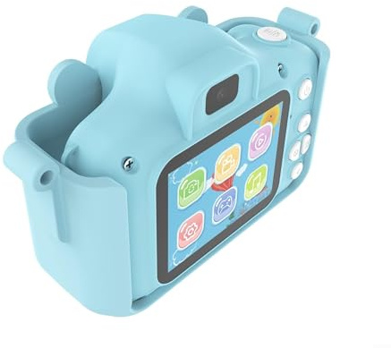 Creative Kids Camera 1080P HD with Dual 20MP Lenses, Video Recording, Self Timer, 8X Zoom, 5 Puzzle Games, MP3 Player, Child Safe Silicone Shell, Adjustable Strap, 32GB Storage (Blue 32G)