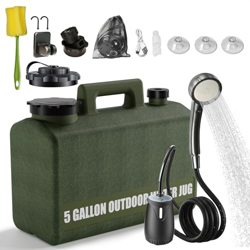 HAAYOT Camping Portable Shower, 8000mAh Camping Shower with 20L Water Bucket, IP68 Shower Pump, Portable Dog Shower, Outdoor Shower, Pet, Travel, Car, Rechargeable Camping Shower Pump for Camping