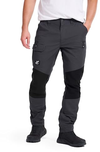 RevolutionRace Nordwand friluftbyxor för herr, outdoor byxor för alla utomhusaktiviteter. Slitstarka vandringsbyxor och arbetsbyxor för män, Anthracite/Black, L