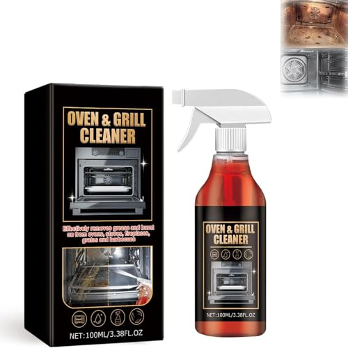 Oven Cleaner, Grill & Barbecue Cleaner, for Baked-On Food & Burnt Grease, Oven Cleaner Heavy Duty Spray, Fast-Acting Professional Cleaning Spray for Ovens, Barbecues, Grills, Racks and Trays,100ML