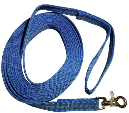 Dogs and More - Gummierte Schleppleine/Suchleine/Feldleine mit Reflektionsstreifen => 5 Meter (mit Handschlaufe) - Orange, Blau oder Lila