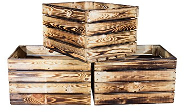3er set massive Obstkiste Apfelkiste Weinkiste aus dem Alten Land +++ 50 x 40 x 30 cm (GEFLAMMT)