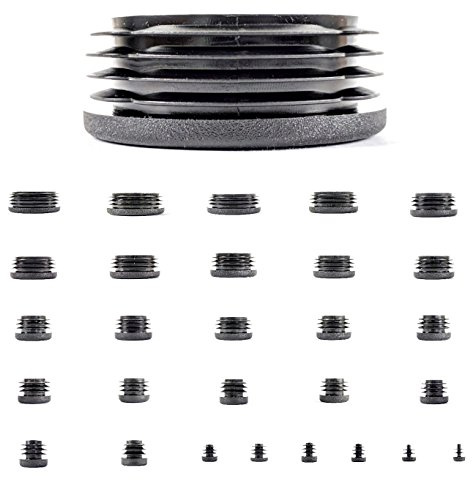 35mm Plastic End Caps, Black Round Tube Inserts, Pack of 4 (See Second Image for Ordering Guide) - Made in Germany
