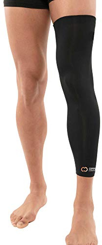 Copper Compression Leg Compression Sleeve - Copper Infused Knee Stabilizer Brace for Running, Meniscus Tear, ACL, MCL, Arthritis, Joint Pain Relief - Thigh & Calf Support for Men & Women - Black - M