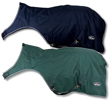 Marengos - Führanlagendecke Comfort | Führmaschinendecke mit Fleece-Innenfutter | Longierdecke mit Kreuzgurten | wasserdicht & atmungsaktiv | Pferdedecke in Marine 145 cm & 100g/m² Füllung