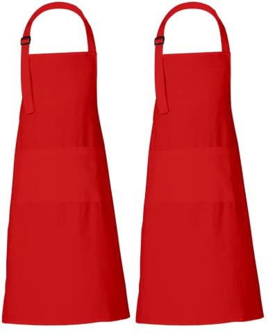 RAJRANG Grembiuli da cucina per donne e uomini, 35x27 pollici, grembiule in cotone semplice con 3 tasche