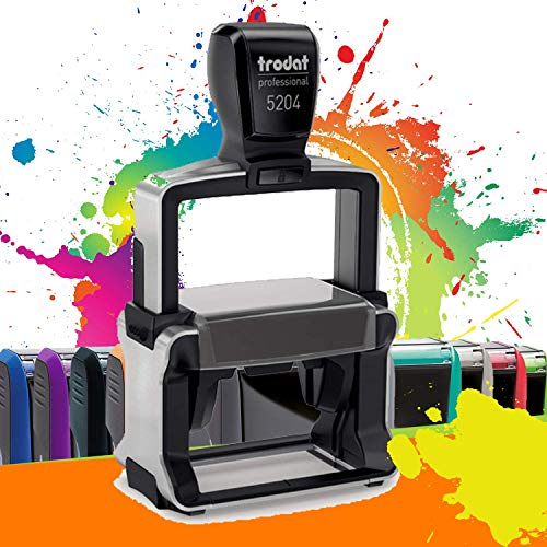 Trodat Metal Line 5204 - Professioneller Selbstfärbestempel mit 6 Zeilen zur Personalisierung – Textplatte 56 x 26 mm Inklusive