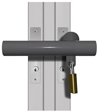 Patio French Door Lock 'Charcoal Grey Curbe Section' High Security Deadlock Sliding Fix Bar Seen from Outside Tough