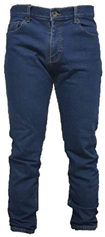 Jeans Uomo 5 Tasche Invernale Imbottito in Pile Caldo Foderato Elastico 46-60 Termico Chiaro a Vita Alta Denim (46 - Denim)