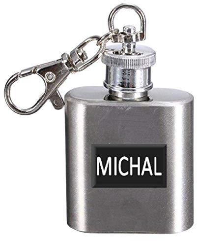 Flasque personnalisable avec prénom 28,3 ml et porte-clés Michal, Cachette Alcool Festival