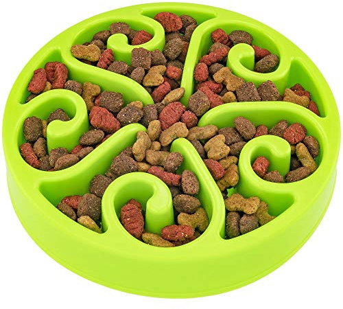 Slow Feeder Dog Bowl Anti-Choking Help Prevent Bloat Non Toxic BPA Free Feeding Dish SH-10303, Green