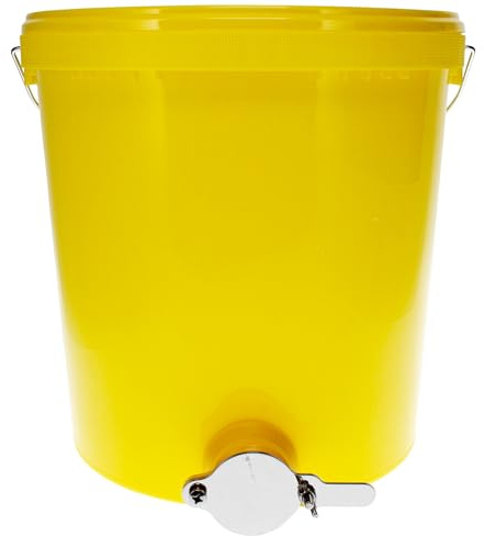 Abfülleimer 25kg Profi mit Quetschhahn und Edelstahl Frontplatte zum einfachen und schnellen Abfüllen des geschleuderten Honigs. Ideal auch für Jungimker die erst kleine Mengen zum Abfüllen haben.