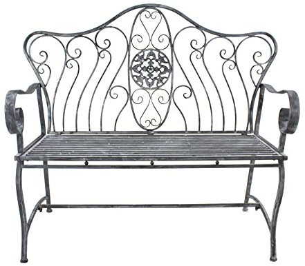 DARO DEKO Metall Sitz-Bank 125cm grau Gartenbank