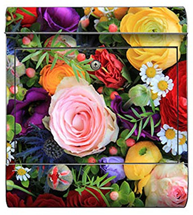 motivX-Ideenwerkstatt Briefkasten Kombi Wandbriefkasten mit Motiv Bunter Blumenstrauss