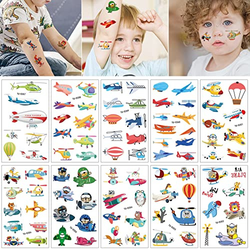 AIBAOBAO 180 tatuaggi skin-friendly per bambini, tatuaggi per bambini ragazzi/ragazze fuochi d'artificio set cool, regali di compleanno o idee regalo, tatuaggi temporanei (20 fogli)