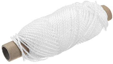 sourcing map Twisted Mason Line Nylon Twine String Cord White 50M/164 Feet 3MM Dia for Netting, Landscaping, Home Improvement, DIY Projects, Crafting, Masonry, Gardening