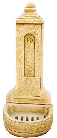 Fuente de Jardín Pared Pilón Exterior 45x45x118cm.|Hormigón Piedra |Incluye Grifo|Fuente Decorativa para Exterior| Peso: 66Kg|Color: Natural