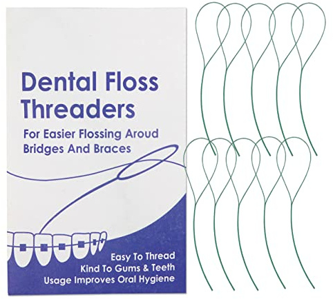 Floss Threaders x 50 ~ Dental Floss Holders for Cleaning Between Orthodontic Braces & Bridges