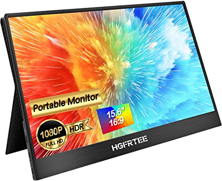 Monitor Portatil 15,6 Pulgadas 1920x1080 Full HD Pantalla Portatil, Ultra Delgado Monitor Portátil con Mini HDMI/Type C/USB C/Altavoz, Portable Monitors para Ordenador Portátil PC Mac PS4 PS5 Xbox