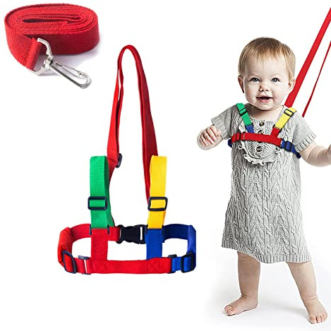 Walking Harness and Safety Leash Anti-Lost, 2 in 1 Baby Safety Reins Anti-Lost for Children, Child Rope Leash Walking Hand Belt (Yellow and Green)