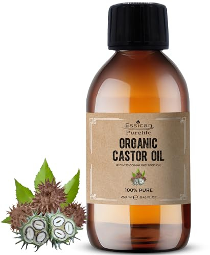 Pure Castor Oil 250ml, Cold Pressed Castor Oil for Hair Growth, Skin, Eyelashes & Eyebrow Boost, Ideal for Body, Beard & Nails - 100% Vegan, Cruelty-Free