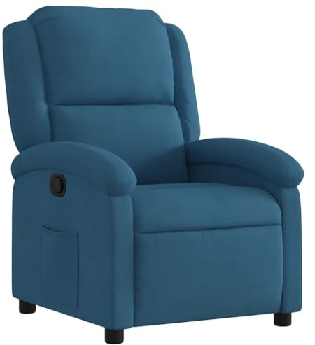 vidaXL Fauteuil Inclinable, Chaise de Relaxation avec Dossier et Repose-Pied, Siège Inclinable, Fauteuil TV de Salon, Moderne, Bleu Velours