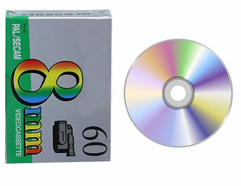 Riversamento, trasferimento videocassetta Hi8 o 8mm su Pendrive o Dvd. (1 VIDEOCASSETTA SU DVD)