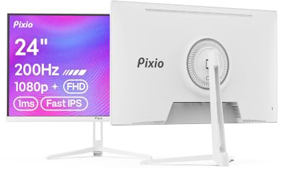 Pixio PX248 Wave White 24 inch 200Hz Refresh Rate FHD 1080p Resolution Fast IPS Panel 1ms GTG Response Time Built-in Speakers Gaming Monitor with Adaptive Sync