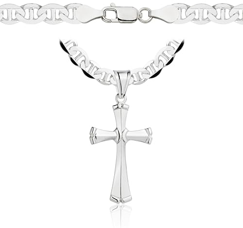 AMAR OPRAVA ketten für herren silber 925 Kreuz Kette herren 55 cm, panzerkette 925 silber, königskette- schmuck, italienische Qualität