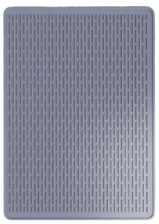 Alfombrilla antideslizante de silicona grande, 70 x 50 cm, resistente al calor y antideslizante, inserto protector para fregadero de cocina y encimera de baño (gris)