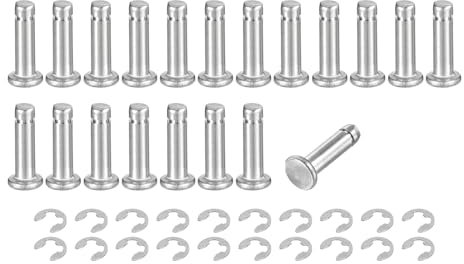 QUARKZMAN 20er Set M4x14mm 304 Edelstahl Zylindrischer Wellensicherungsring Positionierungsstift, Flachkopf gerillter Scharnierzylinder Positionierungsstift mit E-Clip Sicherungsring, Silber