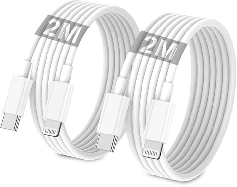Cable iPhone USB C, Cable USB C vers Lightning 2M 2Pack, [Certifié MFi] Câble iPhone USBC Chargeur Rapide Fil pour Apple iPhone 14 13 12 11/Pro Max/Pro/Plus/XS/XR/X/8/7/SE, pour iPad