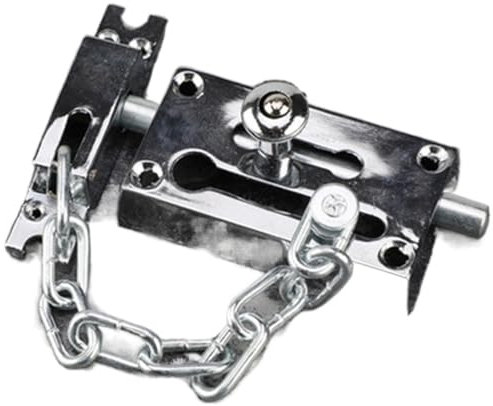 TüRkette 1 Stück Wachmann Türkette Riegelschlösser Anti-Diebstahl-Kette Türfenster Anti-Diebstahl-Kettenschloss Antike Riegel-Hardware (Color : Chrome)