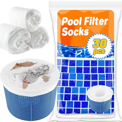 RAINFLOW 30-Pack Pool Skimmer Filter-Socks - Pool Socks for Skimmer Basket，Pool Skimmer Socks，Pool Filter Sock for Filter Debris Cleans Debris and Leaves I In-Ground and above-Ground Pools