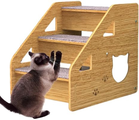 Escalera para perros - Escalera para y perros, escalera para mascotas con 3 peldaños | Escalera para mascotas para perros pequeños y , tablas de madera de alta resistencia, rampa para