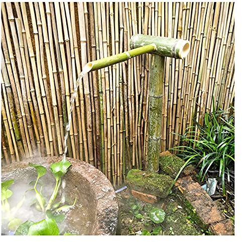 YYUINU Bambusbrunnen Mit Wasserpumpe, Outdoor Garten Landschaftsgestaltung Brunnenschmuck, Japanische Garten Wasserdekor, Zen Wasserbrunnen Dekoration,50~60CM