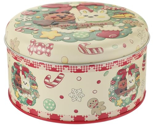 Veemoon Christmas Decorative Cookie Tin Box for Candy Treats and Biscuits Sturdy Tinplate Packaging for Festive Gifting and Holiday Storage