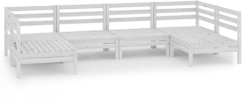 WEMYUFURN 6-TLG. Garten-Lounge-Set Weiß Massivholz Kiefer, Outdoor-Sitzgruppe, Terrassen-Lounge-Set, Garten-Couchgarnitur - Wetterbeständig, Komfortabel - für Terrasse, Garten und Balkon