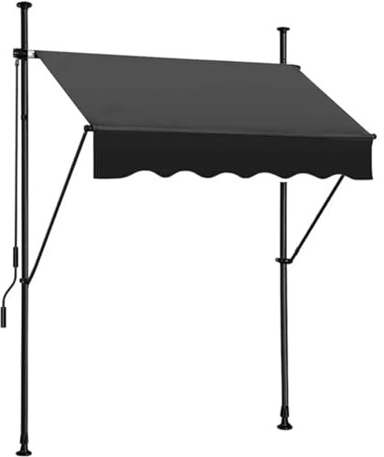JMORCO Klemmmarkise Manuell einziehbare Markise – 59-Zoll-Sonnenschutz for den Außenbereich ohne Schrauben – verstellbare Pergola-Schattenabdeckung mit UV-Schutz Fracht