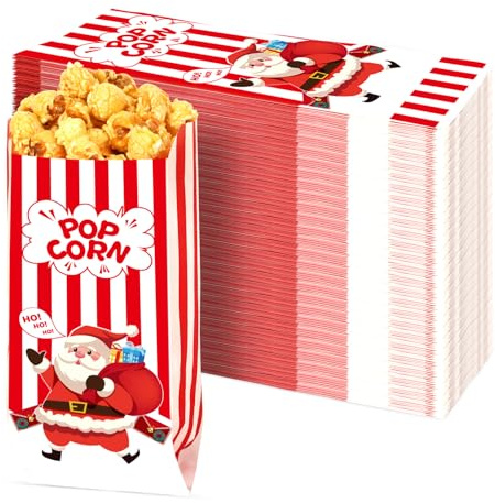 SEPGLITTER 200Pcs Christmas Popcorn Bags, Popcorn Box, Small Candy Paper Bags Party Box Machine Accessories for Bars Movie Nights